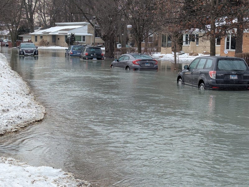flooded Skokie street
