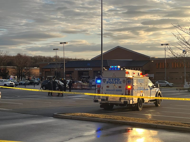 Dozens of police officers were at the scene on Tuesday morning