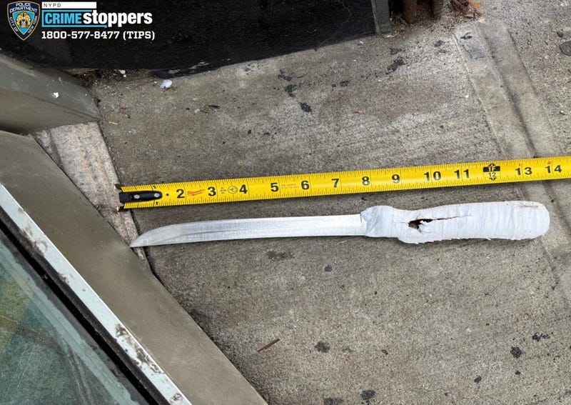 The 14-inch knife that police said the man had on him at the time