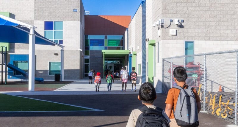 Students enter a CCSD elementary school