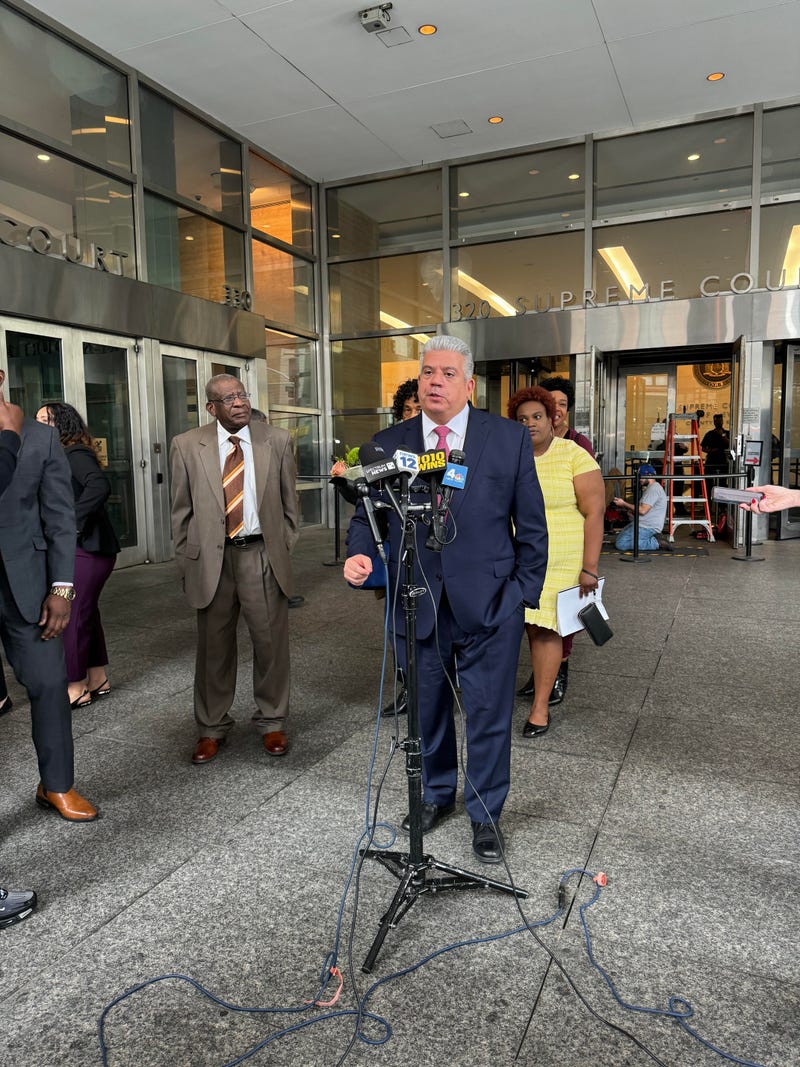 Brooklyn District Attorney at Brooklyn Supreme Court on Thursday, commenting on the vacated conviction of Steven Carrington.