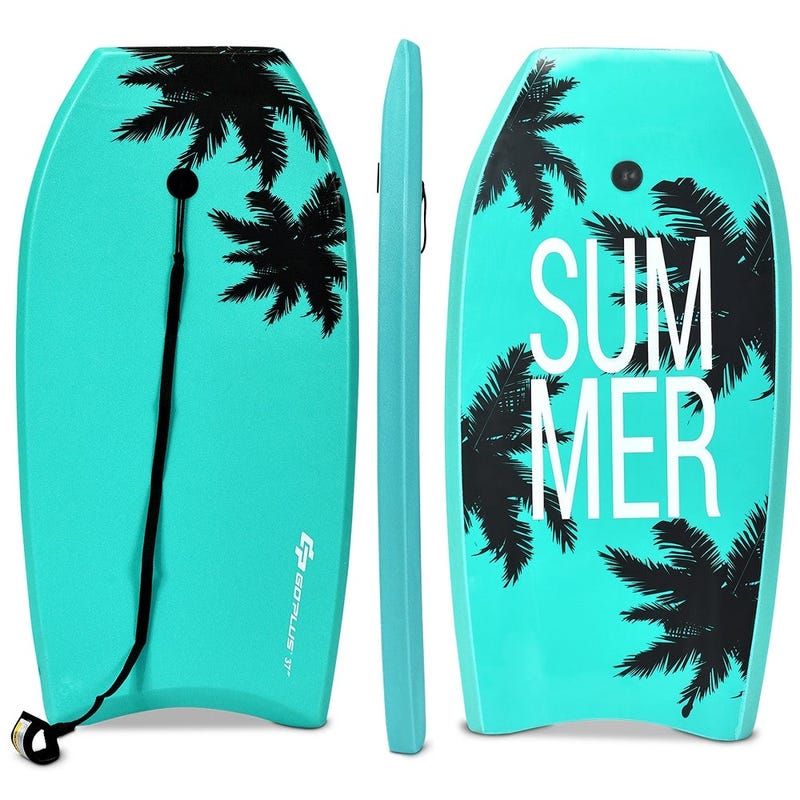Goplus 33'' Lightweight Super Bodyboard Surfing W/Leash IXPE Deck EPS