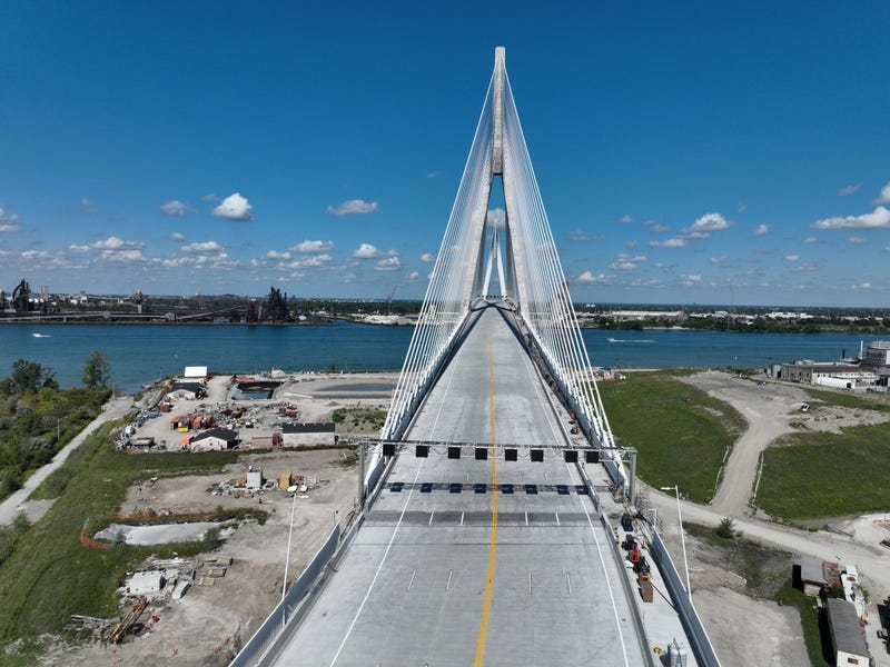 Looking straight through the new bridge to the other side on a beautiful sunny day