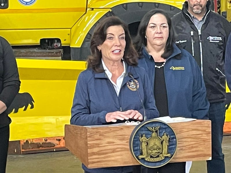 Gov. Kathy Hochul discussing storm preparedness in Cheektowaga Nov. 17, 2022