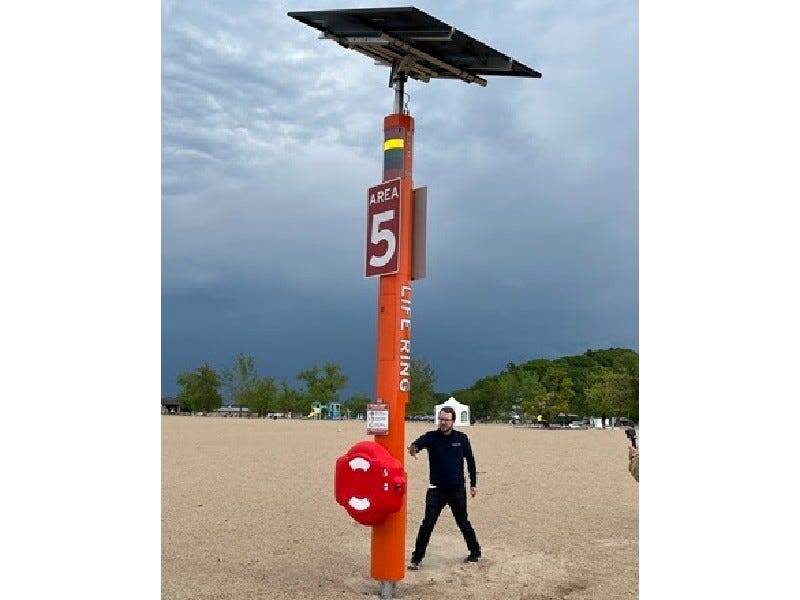 Beach warning system at Grand Haven State Park