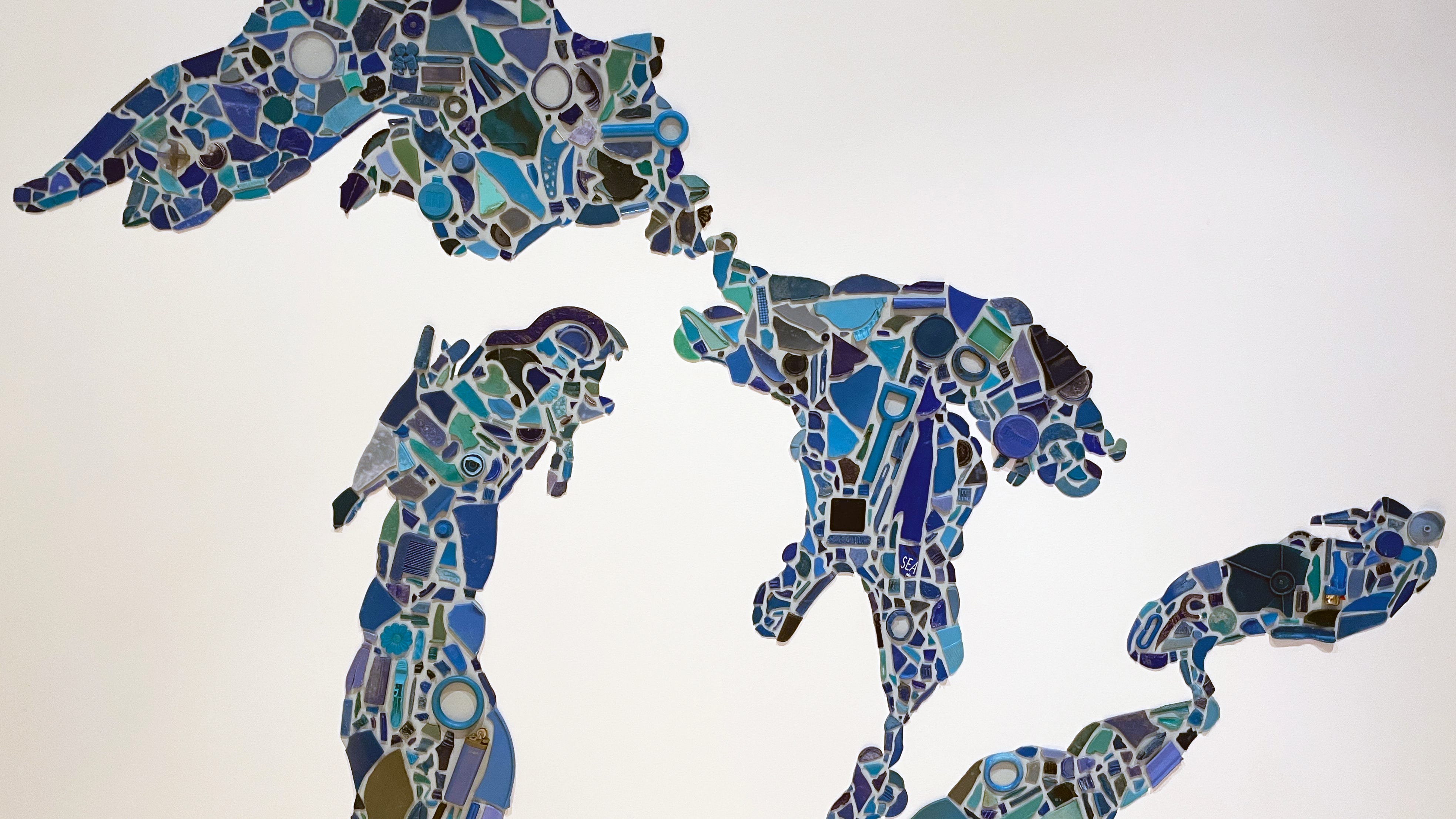 Mosaic comprised of Great Lakes plastic pollution on display at Metro Detroit aquarium