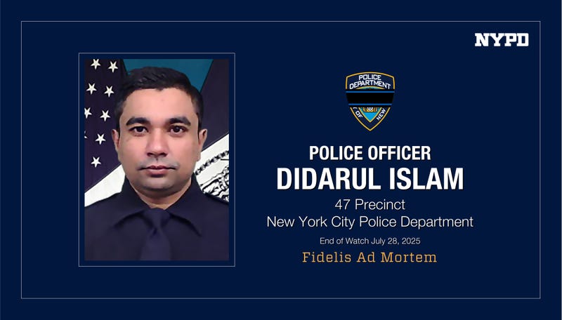NYPD Officer Didarul Islam, 36, was an immigrant from Bangladesh who had served as a police officer in New York City for 3 1/2 years