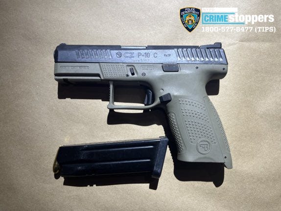 Gun recovered after a man was shot by an off-duty New York City police officer in Washington Heights on Sunday night.