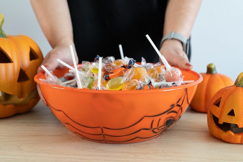 bowl of Halloween candy 