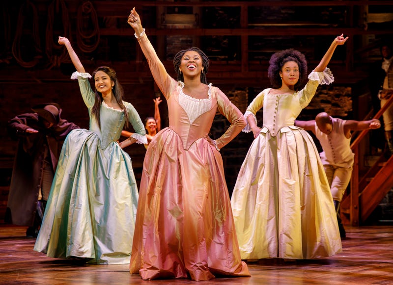 Shoba Narayan, Ta’Rea Campbell and Nyla Sostre on the Philip Company National Tour of “Hamilton.”