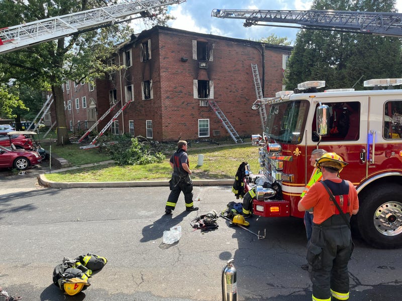 Fire crews on the scene of the fire at the Hatfield Village Apartments in Hatfield.