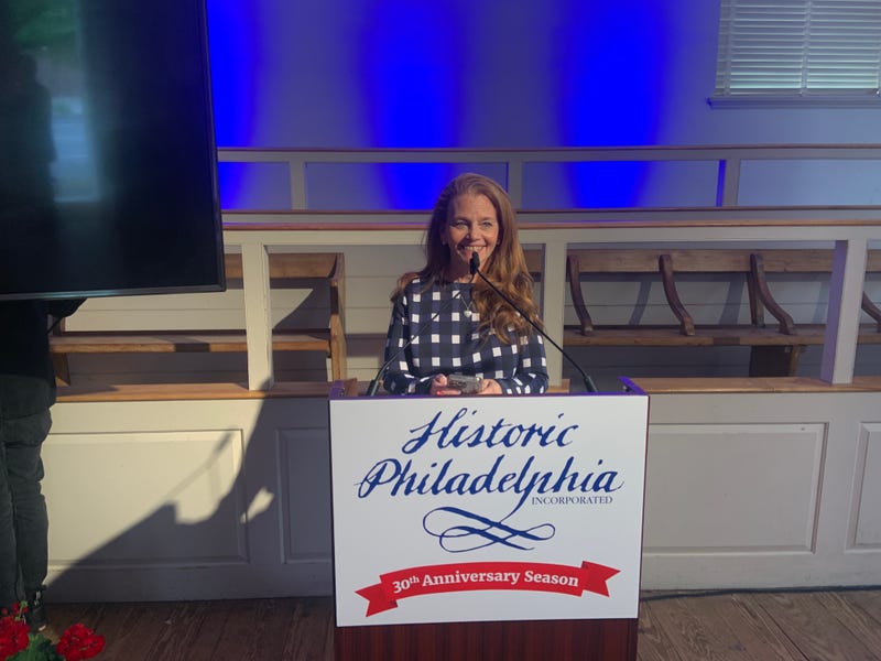 Historic Philadelphia President and CEO Amy Needle speaks at an event announcing the organization's 30th season kickoff.