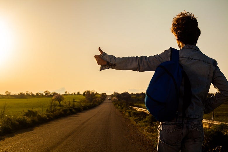man hitchhiking 