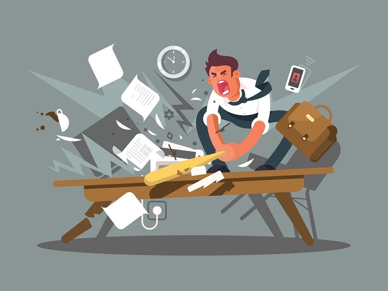 boss destroying desk
