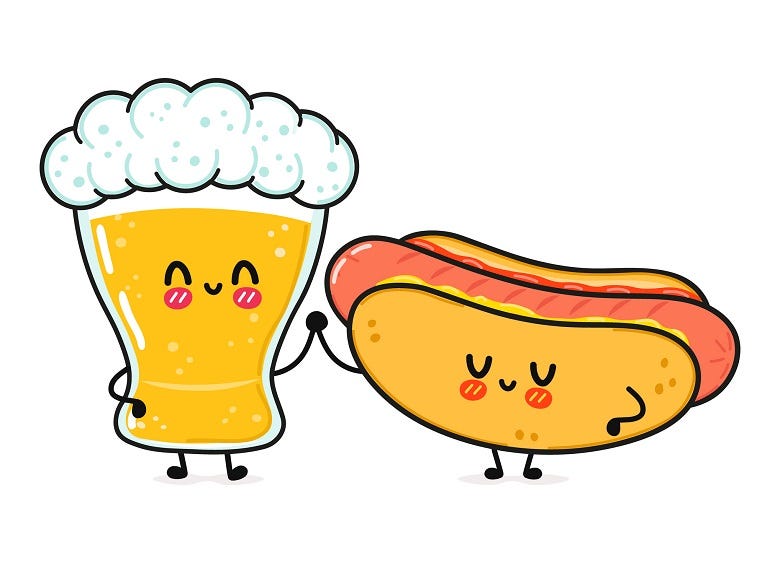 Beer & Hot Dog cartoon 