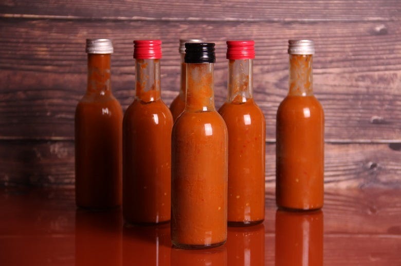 bottles of hot sauce