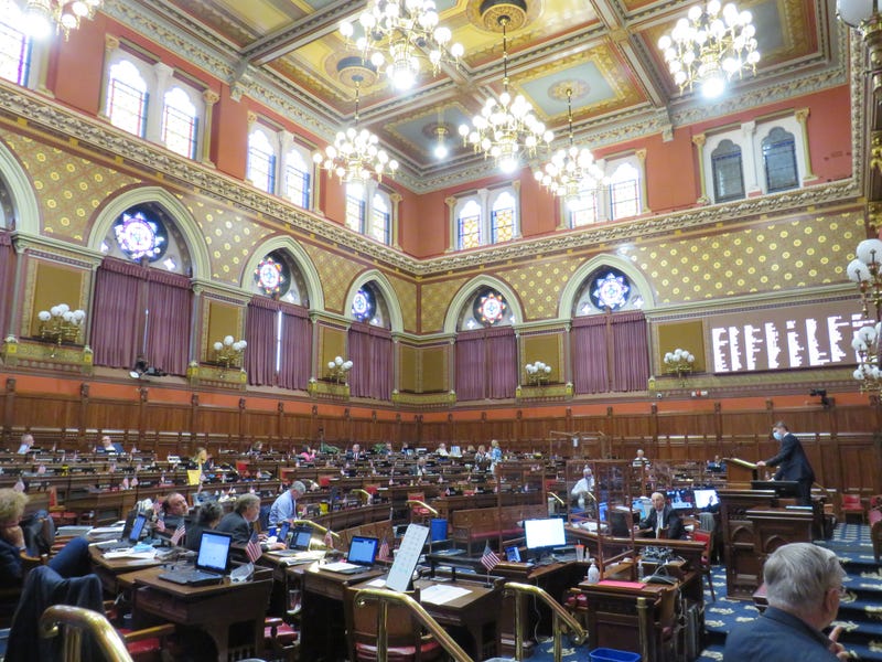 The Connecticut House chamber, on the final evening of the current legislative session, 6/9/21.