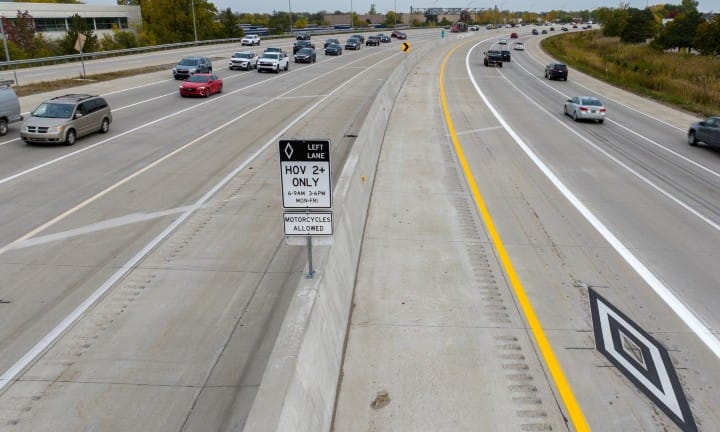 An areal view of the new HOV lane on I-75.