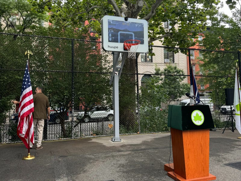 A new smart hoop was installed in Tompkins Square Park in Manhattan's East Village neighborhood this week.