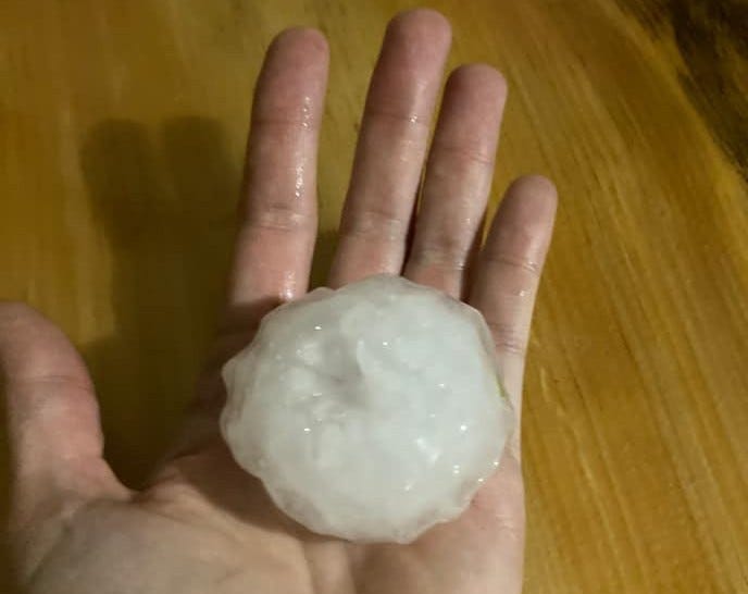 Residents in the northwestern parts of the Upper Peninsula were pelted with massive hail when strong storms moved through the area just after midnight on Tuesday.