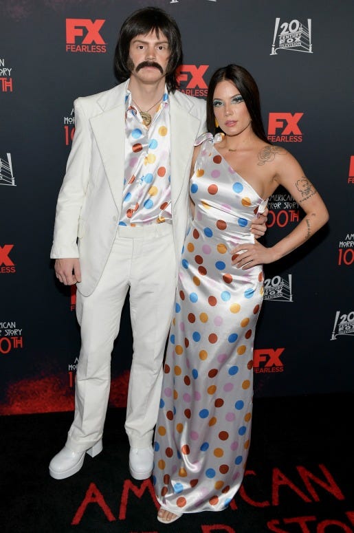 Evan Peters and Halsey attend FX's "American Horror Story" 100th Episode Celebration