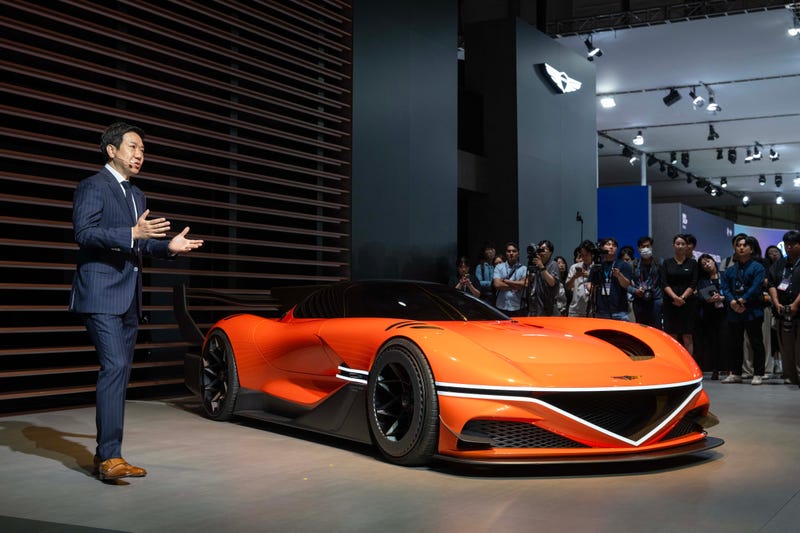 Head of Genesis Global Design SangYup Lee explaining the 'Genesis X Gran Racer Vision Gran Turismo (VGT) Concept'