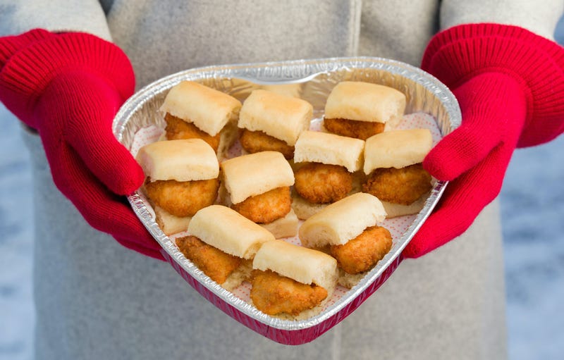 Chick-fil-A Valentine's Day chicken nuggets in heart-shaped tin