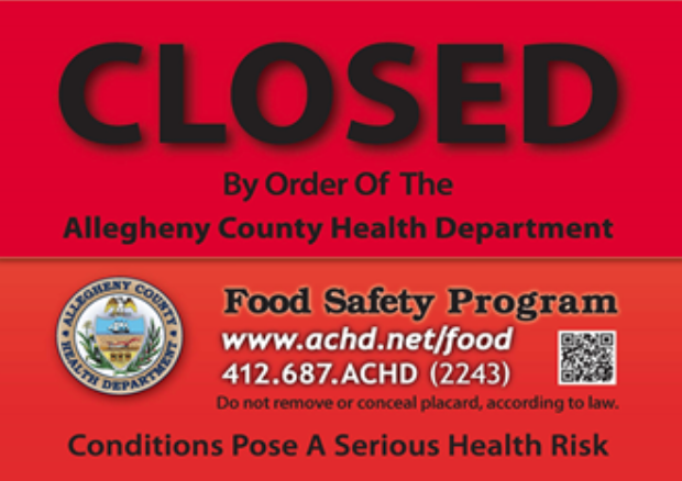 Health Department closed sign