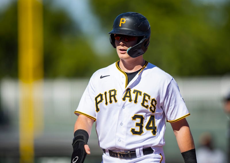 Oct 26, 2022; Surprise, Arizona, USA; Pittsburgh Pirates catcher Henry Davis plays for the Surprise Saguaros during an Arizona Fall League baseball game at Surprise Stadium.
