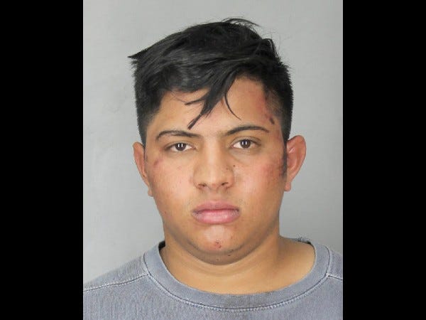 Brayan Galiono Hernandez, 19, is charged for a crime spree that began with him allegedly stealing a Mercedes-Benz in Hicksville on Friday night.