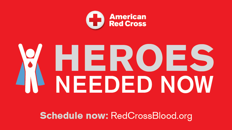 Red Cross flyer "Heroes Needed Now" blood donor recruitment