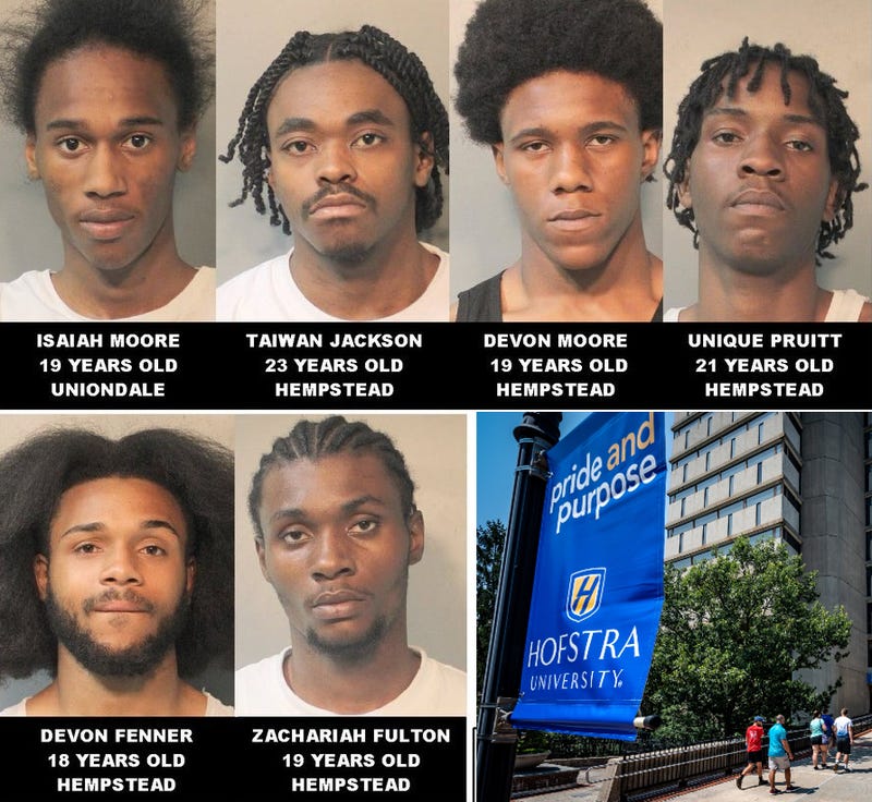 six individuals for a gang assault which took place during a graduation ceremony being held at Hofstra University.