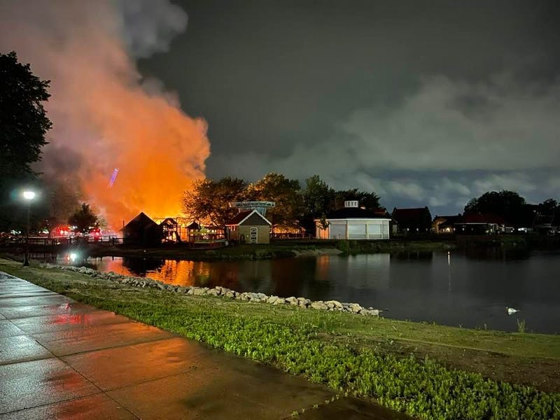A historic building in West Michigan was destroyed early Thursday morning after a raging fire engulfed the structure in Neils' Dutch Village in Holland.