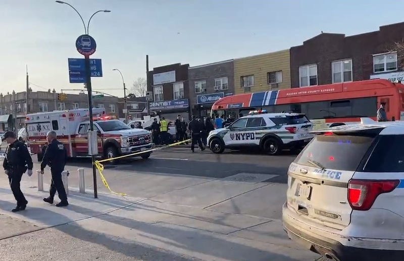 Emergency personnel respondign to the site of a shooting in Hollis, Queens as captured by witnesses on Citizen App.
