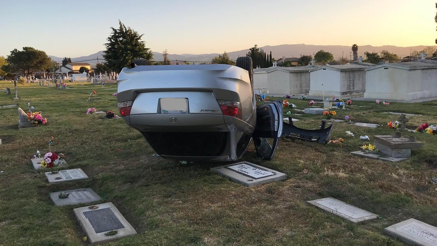 Drunk driver rolled car in Hollister cemetery, damaged gravesites, police said