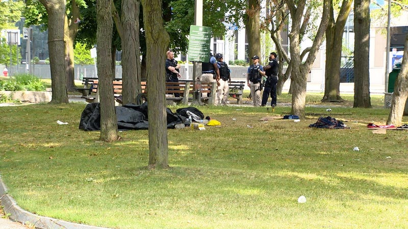 Buffalo's Fireman's Park downtown Wednesday, July 31 after Buffalo Police cleared a homeless encampment