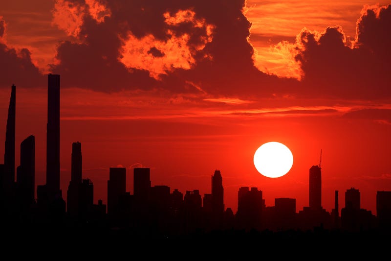 The sun is seen over Manhattan on Aug. 26, 2024