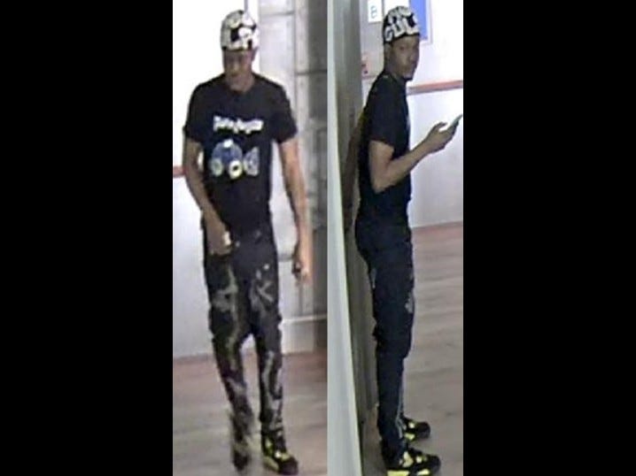 A man wanted in connection to a burglary that occurred in February at The Brooklyn Hotel.