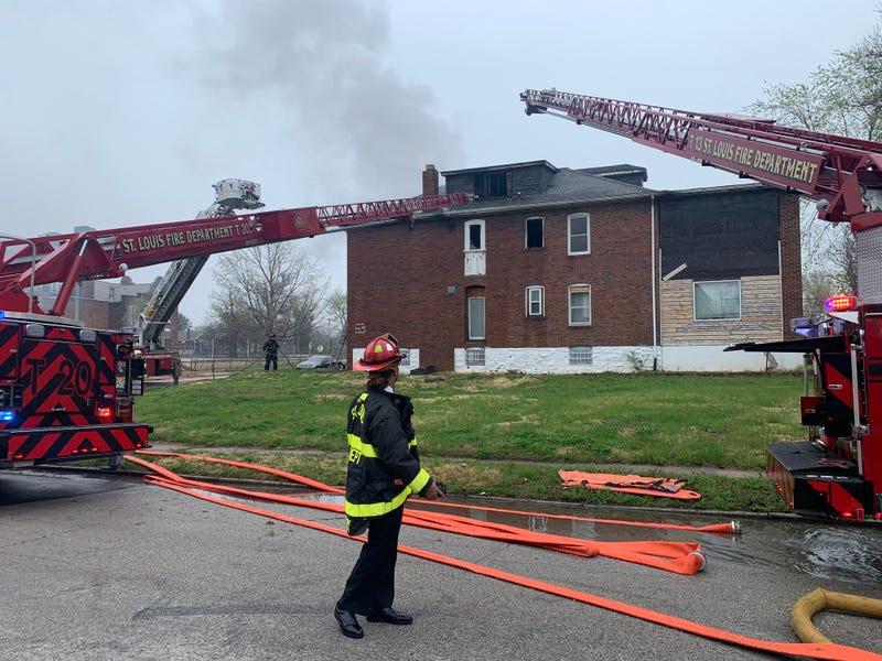 St. Louis Fire Department crews had two morning fire calls on Tuesday, one involving a man's death in the 400 block of Bates, the other at Queens and Thekla.