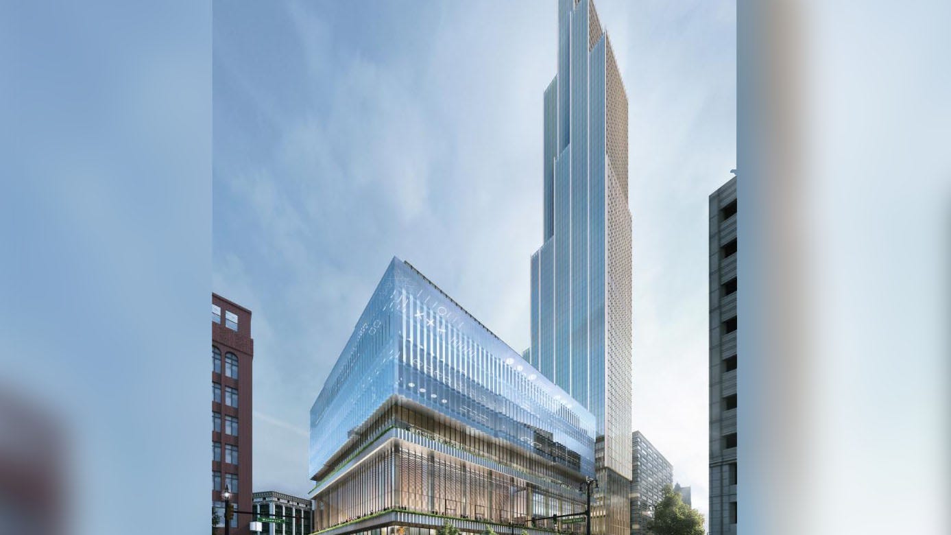 Hudson’s site skyscraper in downtown Detroit changes height again with latest plan updates [PHOTOS]