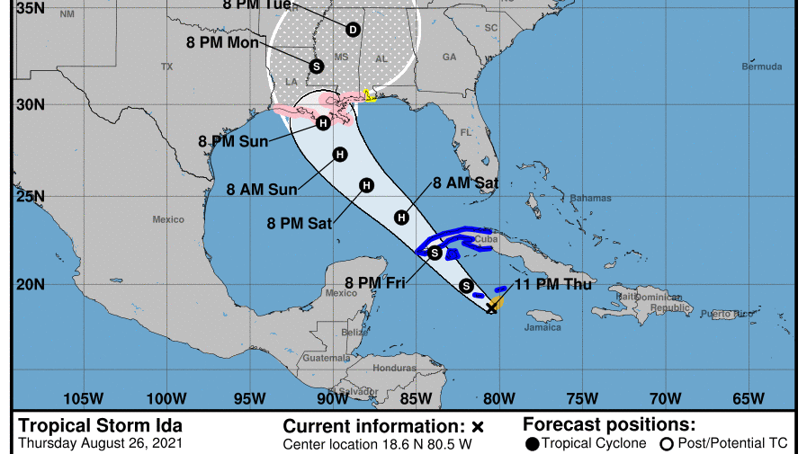 Hurricane Watch for LA/MS, Ida forecast to hit with 110mph winds