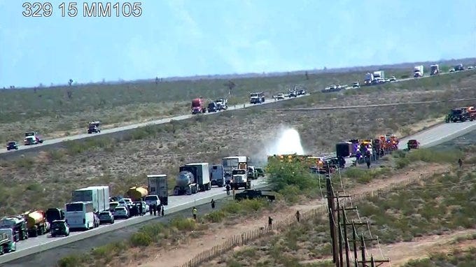 A truck crash closes a portion of 15 North on April 21, 2025.