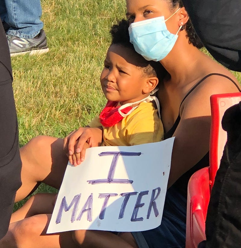 Child and mother at Black Lives Matter protest, Rocky Hill, CT, June, 2020