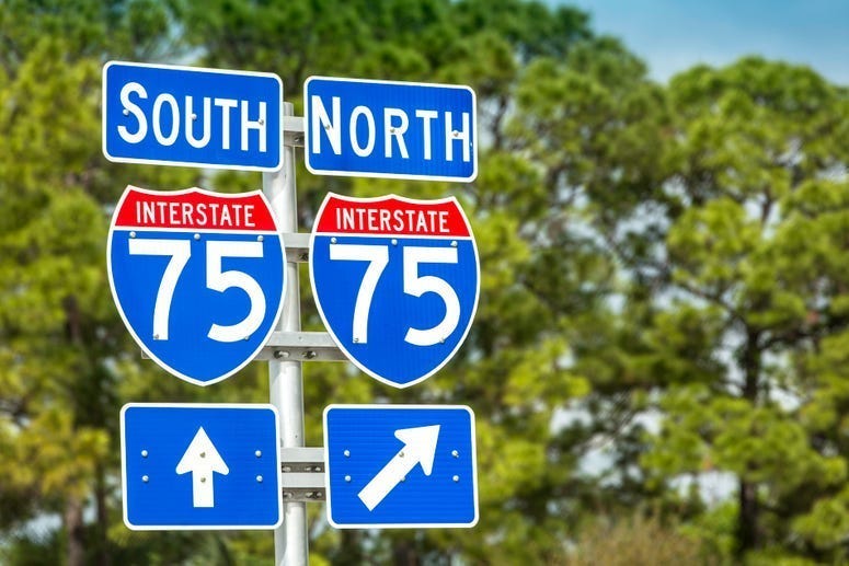 North and southbound I-75