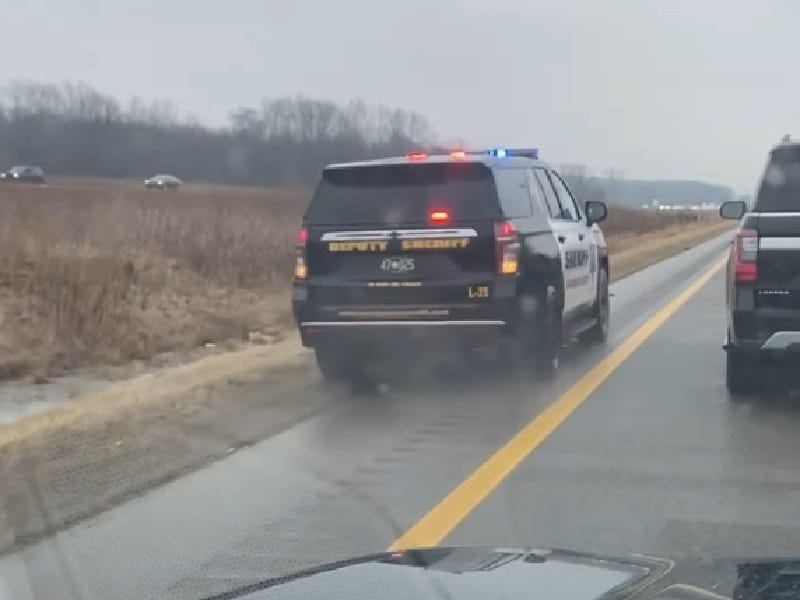 Livingston County Sheriff's Department vehicle on scene of I-96 crash