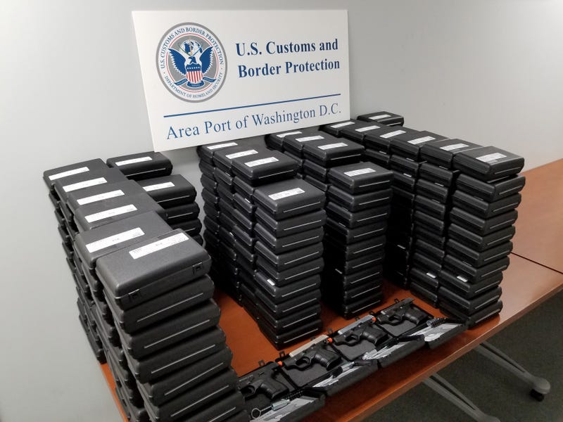 Guns seized at an airport before reaching their destination in Bucks County.