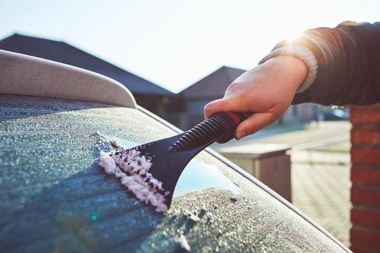 scraping windshield