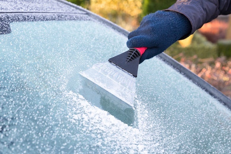 scraping windshield