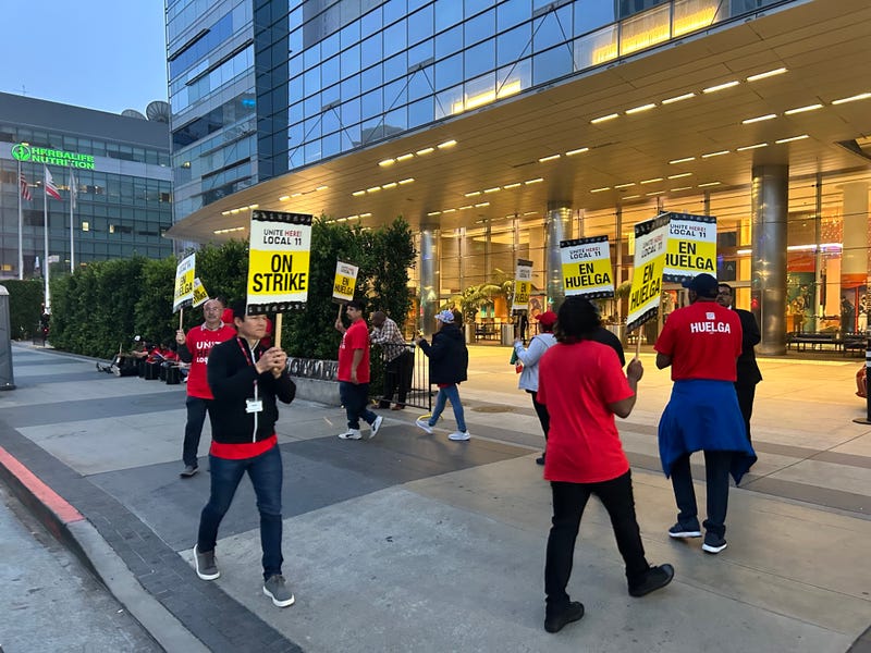 Hotel employees across Southern California are continuing their strike on Monday.