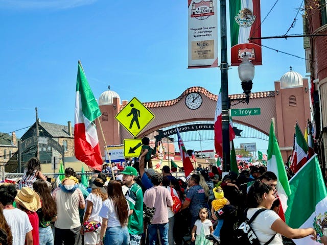 Crowds line 26th Street in Little Village for Chicago's 53rd annual Mexican Independence Day Parade on Sept. 15, 2024.